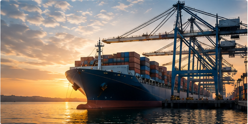 Cargo ship at port